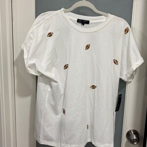 White T-Shirt with Football Print